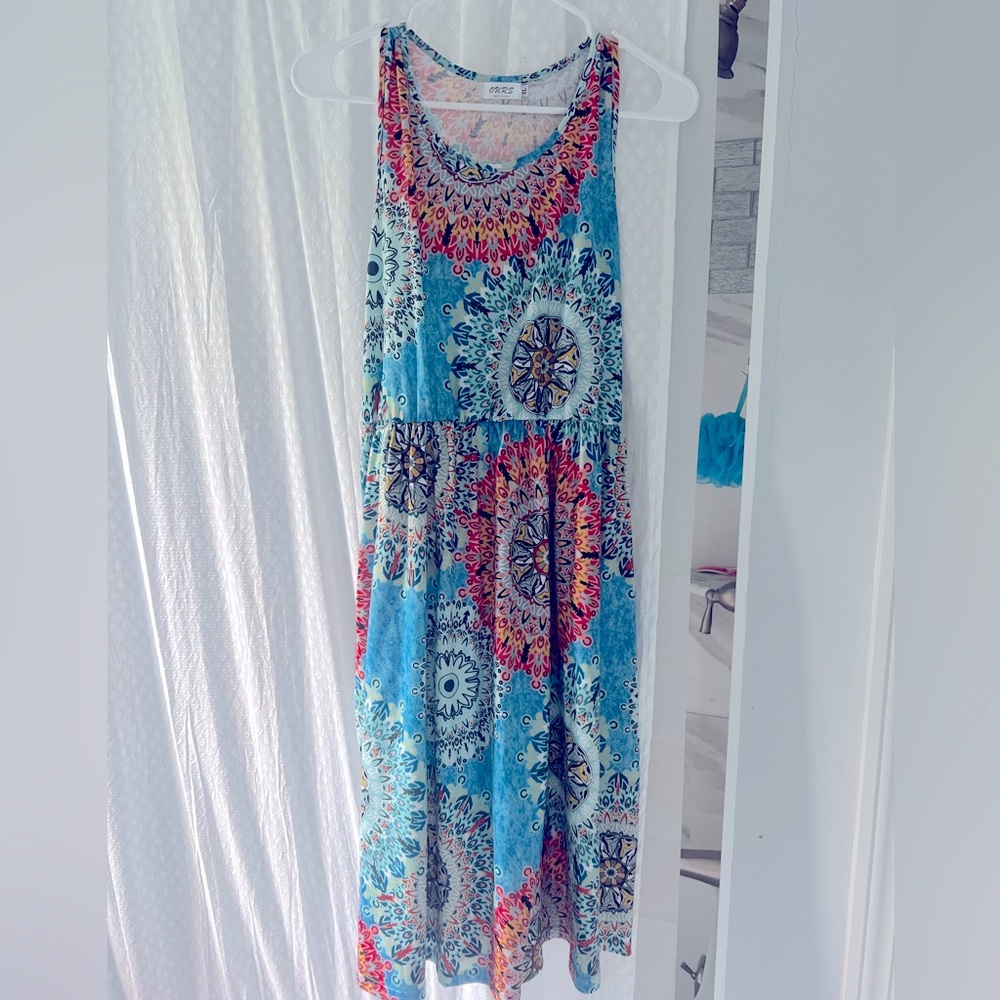 Colorful print knee length dress